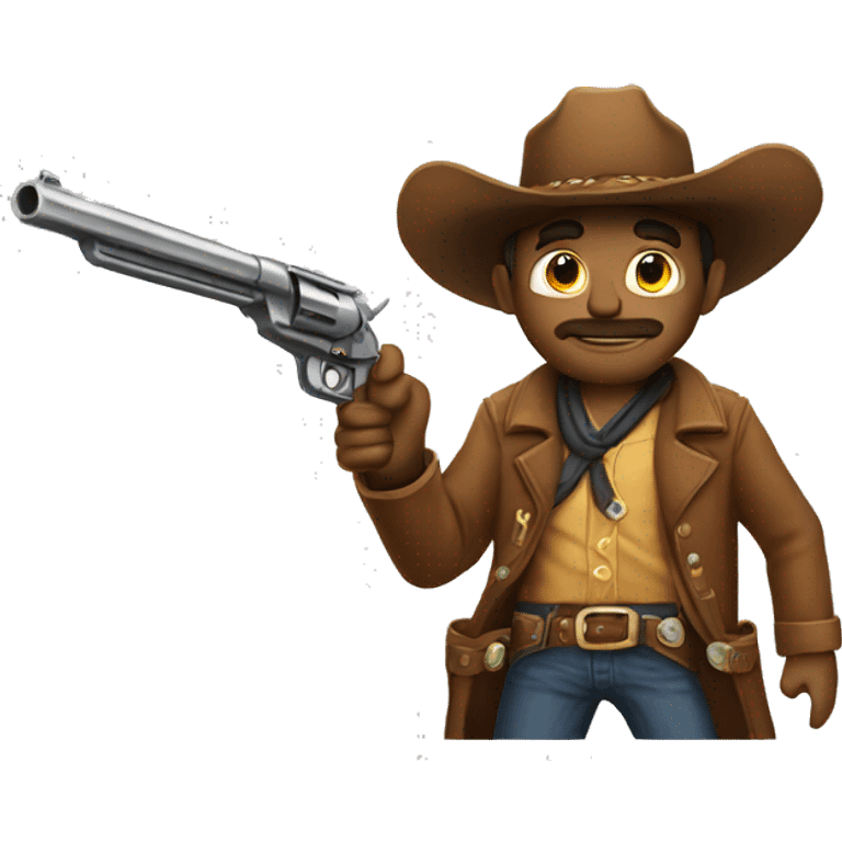 Cowboy with a very long gun emoji