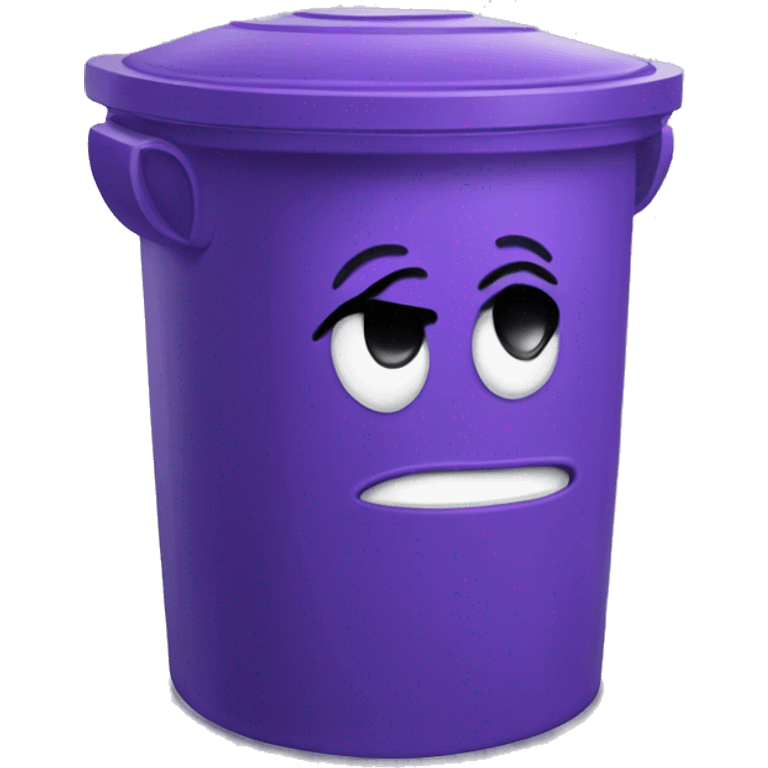 purple dust bin, crying out of laughter emoji