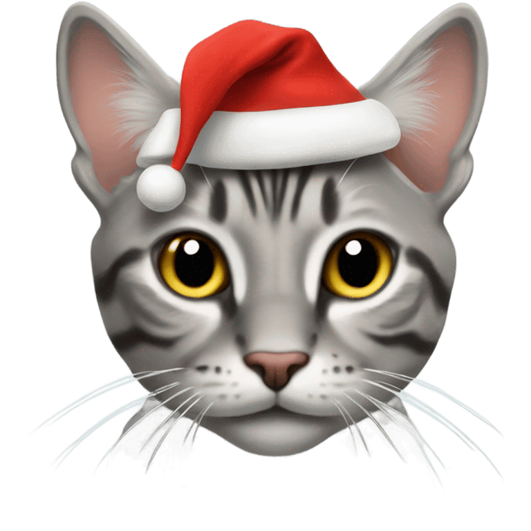 Gray tabby with Santa hat  emoji