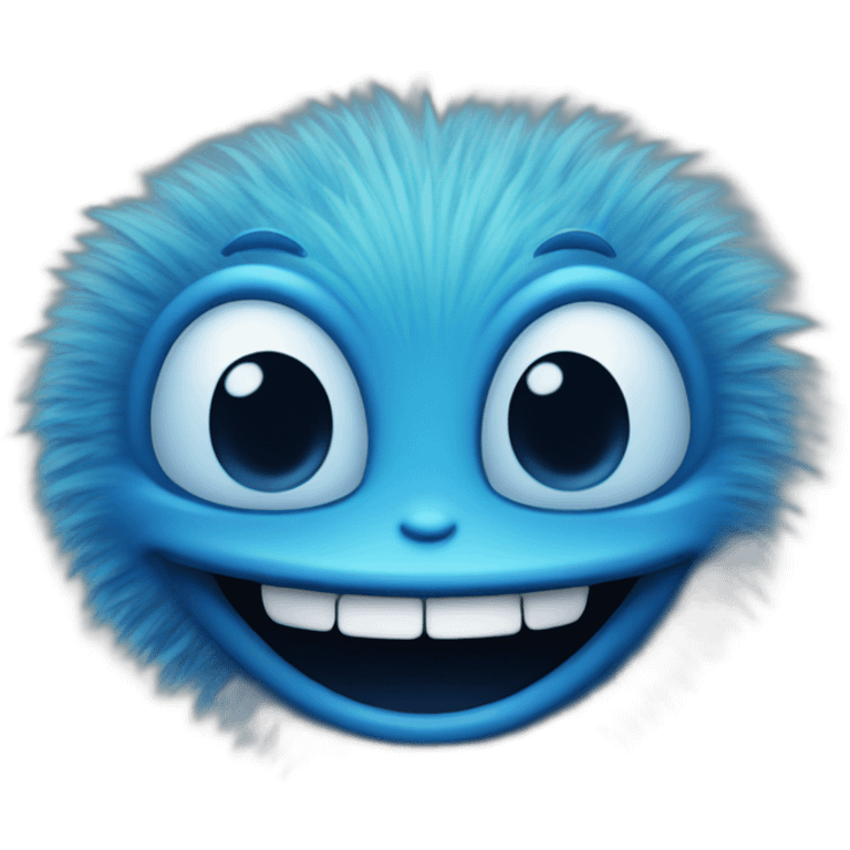 Blue fuzzy alien laughing emoji