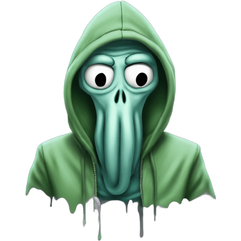 squidward with hoodie like graffity writer with green jacket emoji