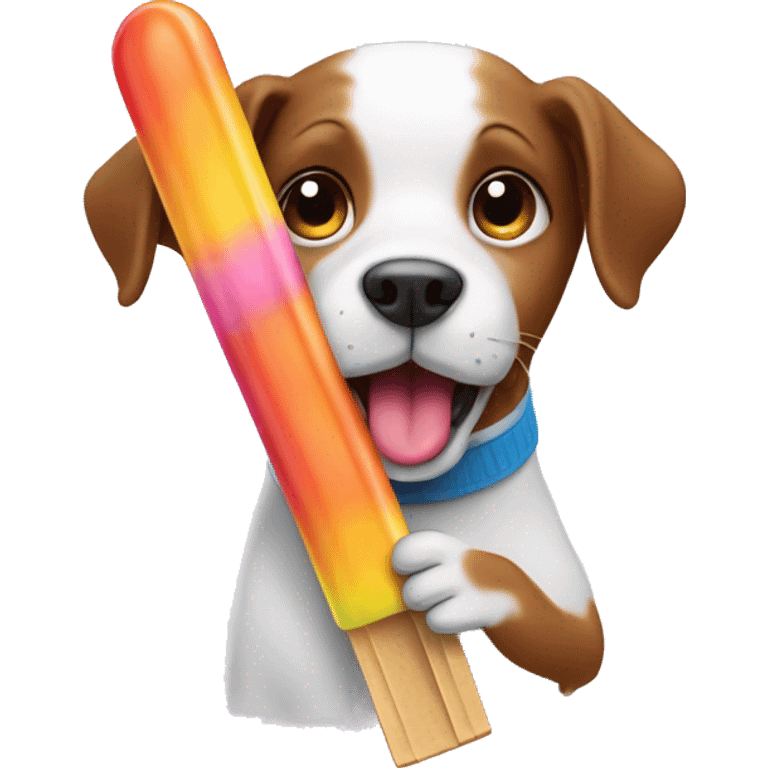 Dog eating ice lolly and skiing  emoji