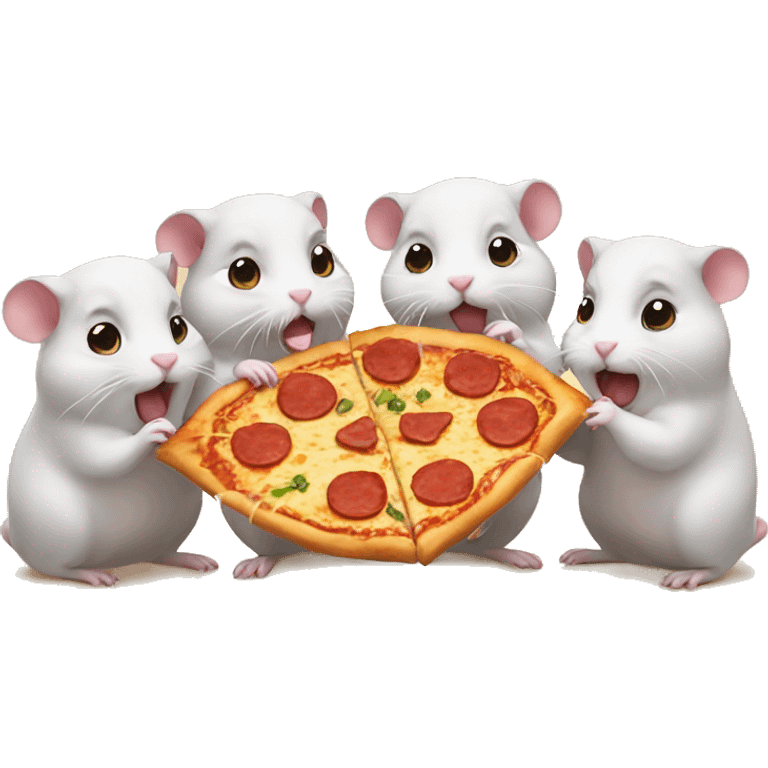 four hamsters eating pizza emoji