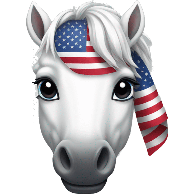 White horse with USA flag emoji