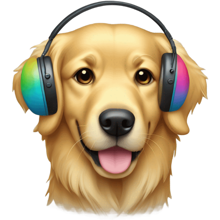 Golden retriever with earmuffs emoji