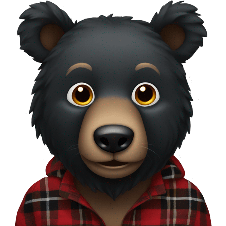 Black bear with red and black flannel  emoji