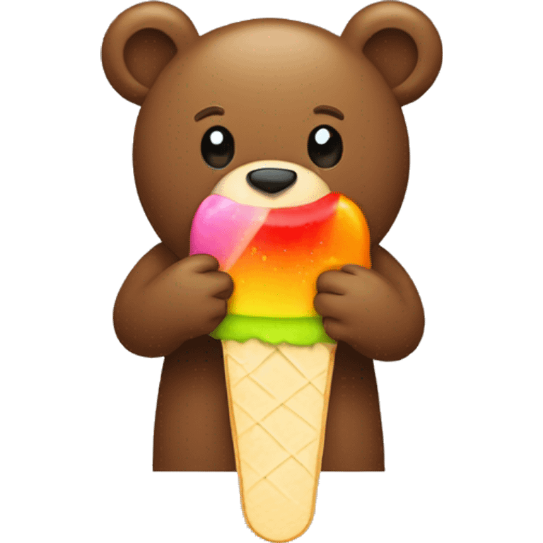 Bear licking a popsicle emoji