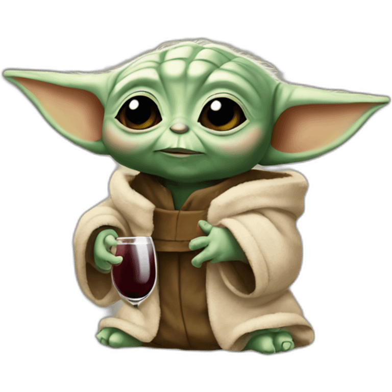 Baby yoda drink wine emoji