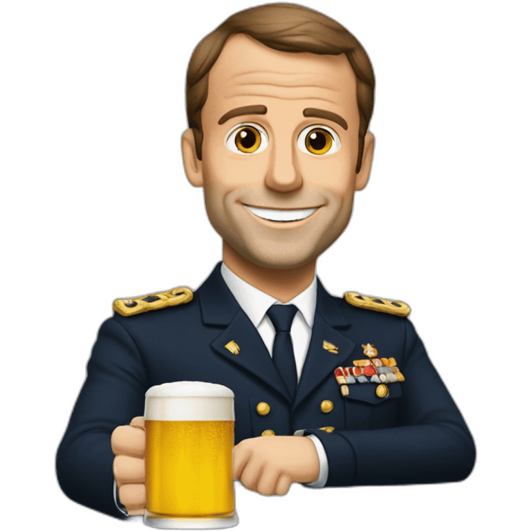 Macron boit une biere emoji