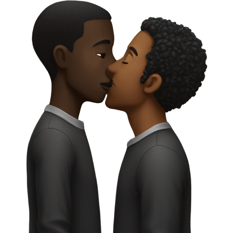 Black man kissing black man emoji