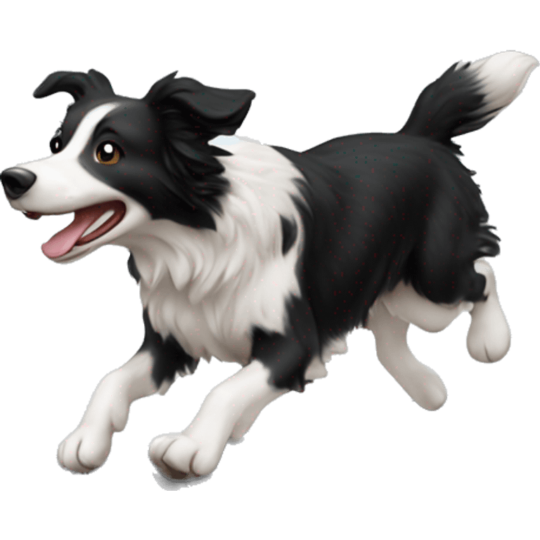 Anvil with border collie jumping over emoji