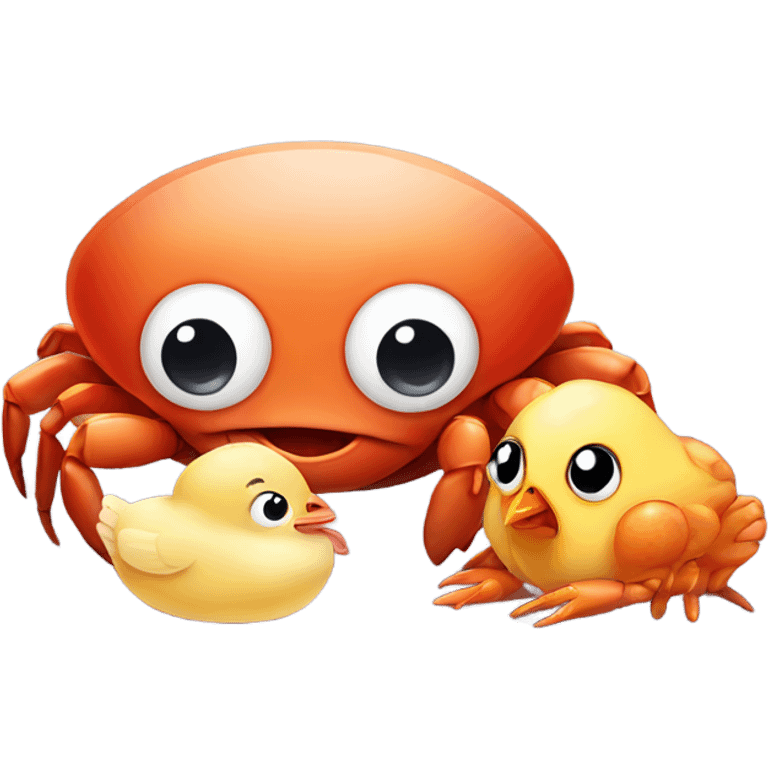 sea crab loves a baby chicken emoji