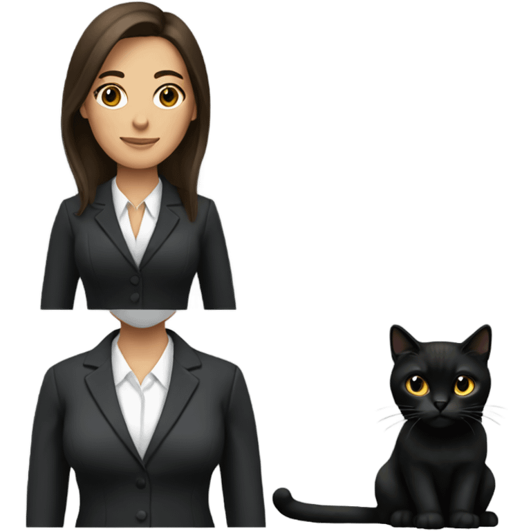 female brunette hair lawyer with a black cat emoji