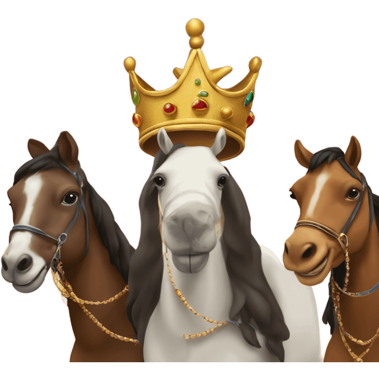 Los tres Reyes Magos montados en sus camellos emoji