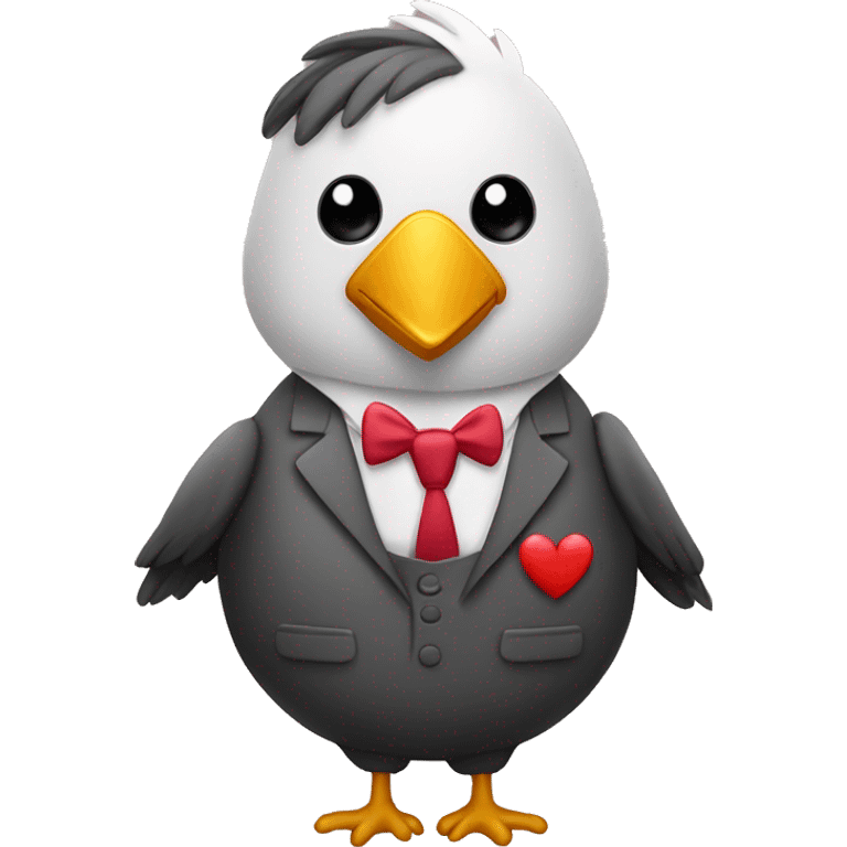 Pollito en traje con un corazón  emoji