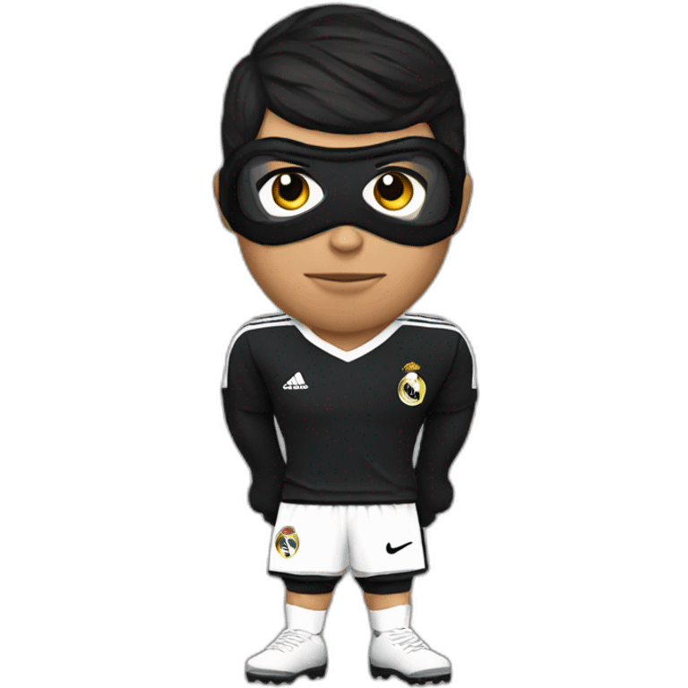 Ronaldo with real madrid shirt with a black mask emoji