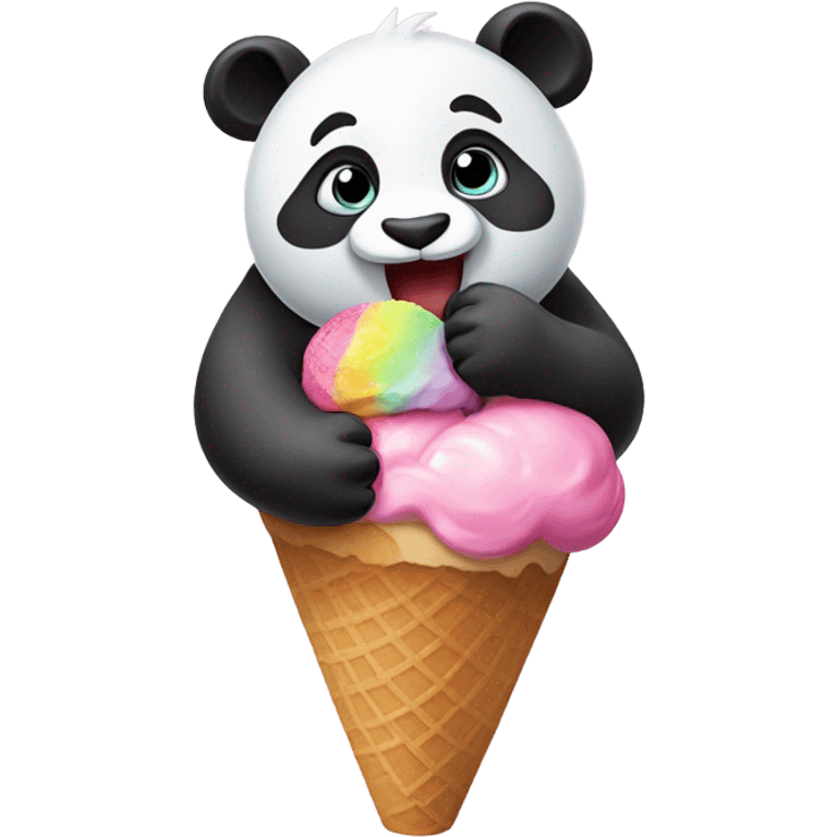 Panda eating ice cream emoji