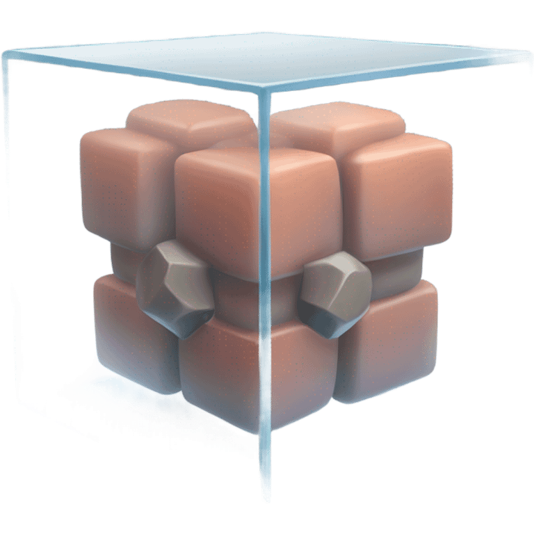 male abs cubes inside a glass cube on a stand isometric view emoji