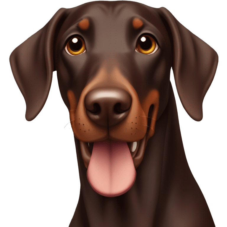 happy chocolate doberman with floppy ears emoji