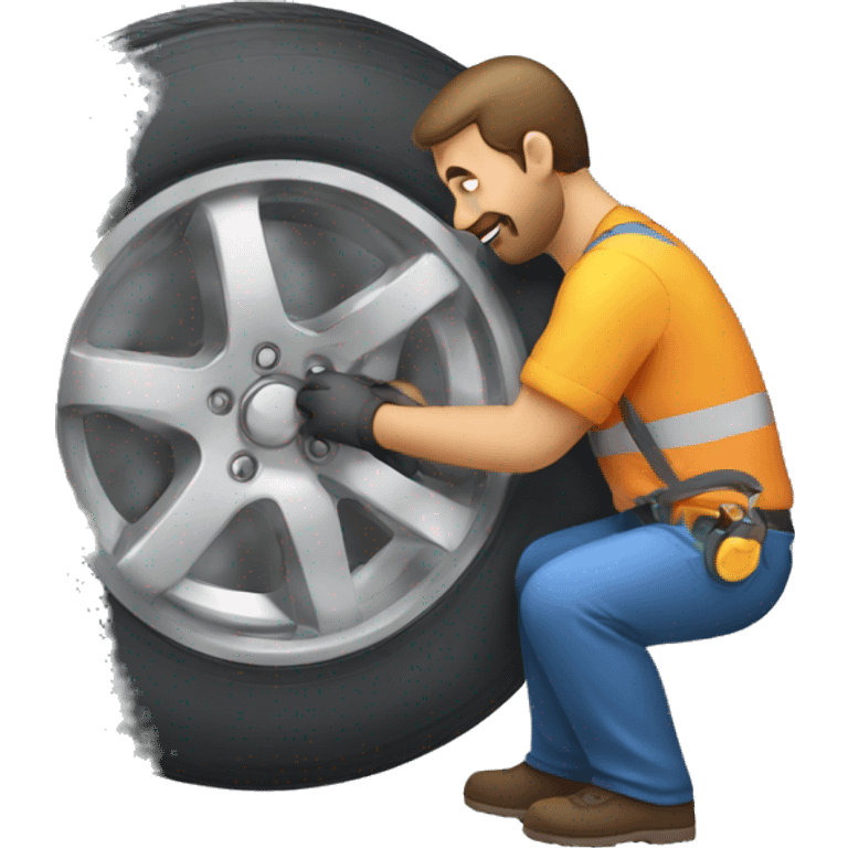 a man fixing a wheel emoji