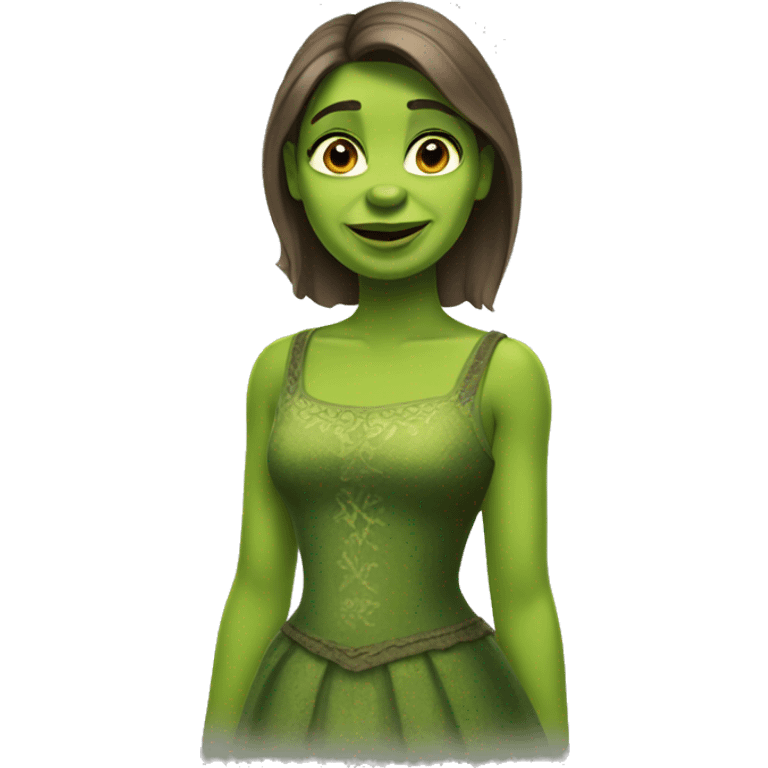 female Shrek with green dress emoji