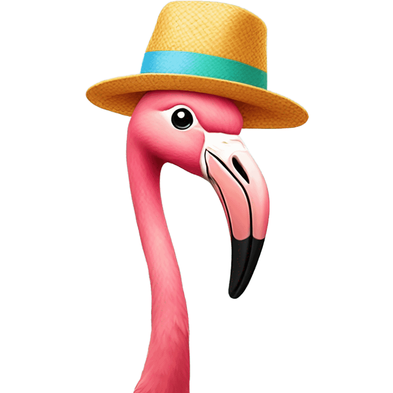 flamingo wearing hat emoji