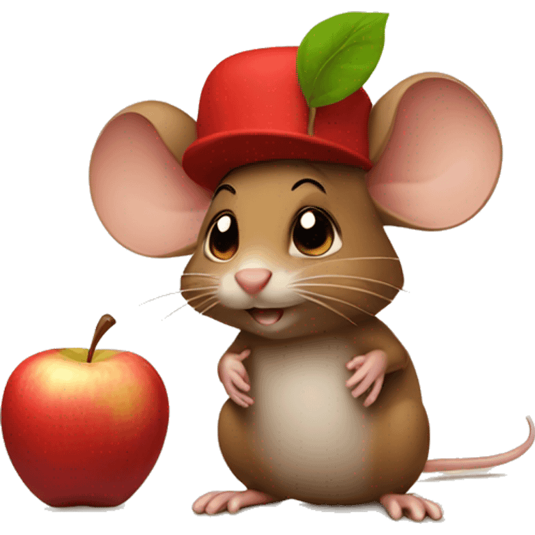 brown mouse wearing a apple hat emoji