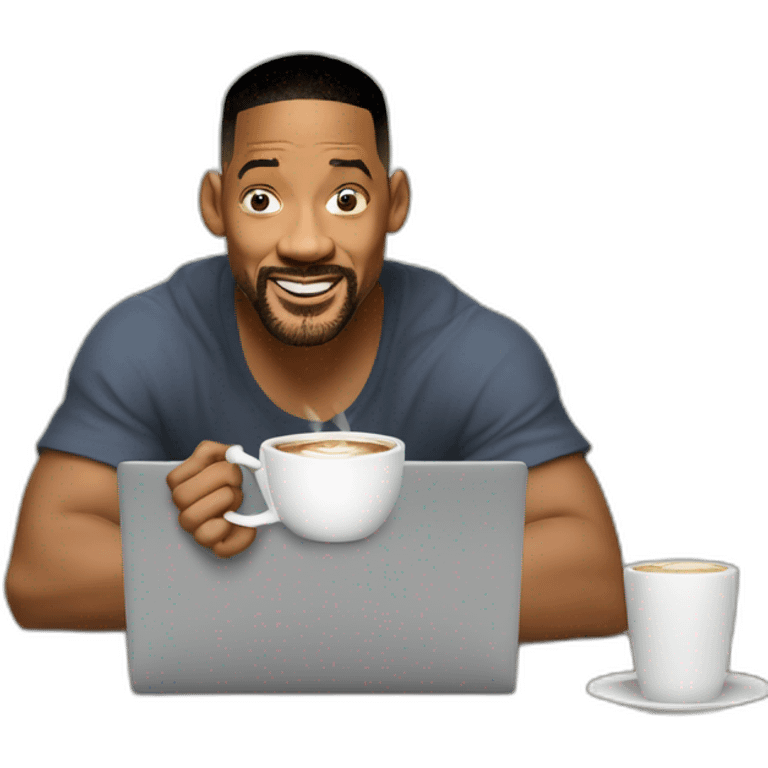 Will smith drink coffe behind a laptop emoji