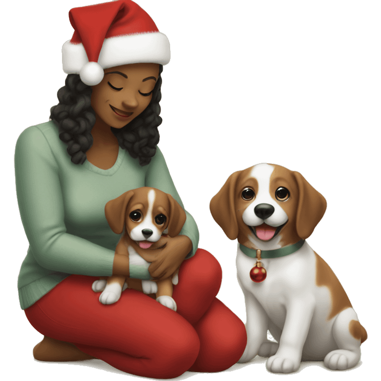 Wife Christmas picture with puppy emoji