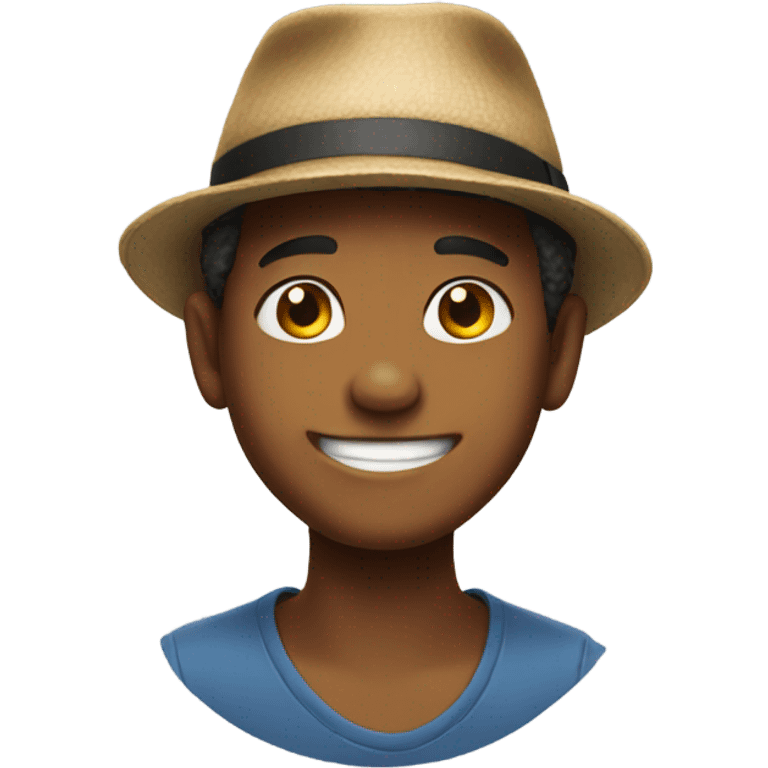 smiling boy outdoors in hat emoji