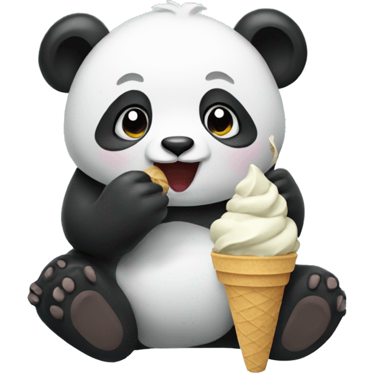 Panda eating ice cream emoji