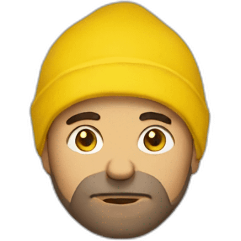 Armenian men  with yellow hoodie with sleepy face emoji