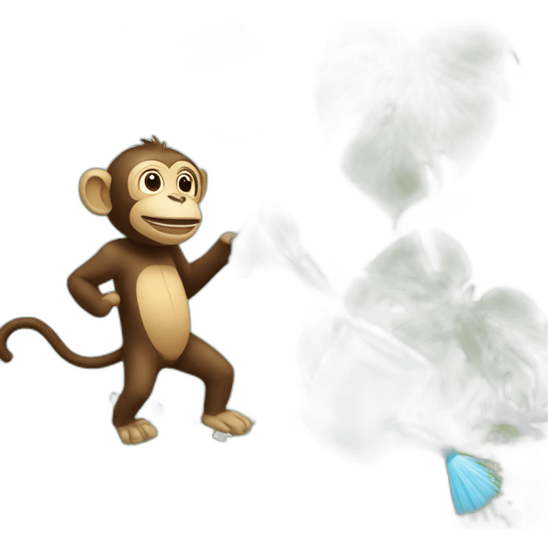 Monkey waters the plants with a watering can emoji