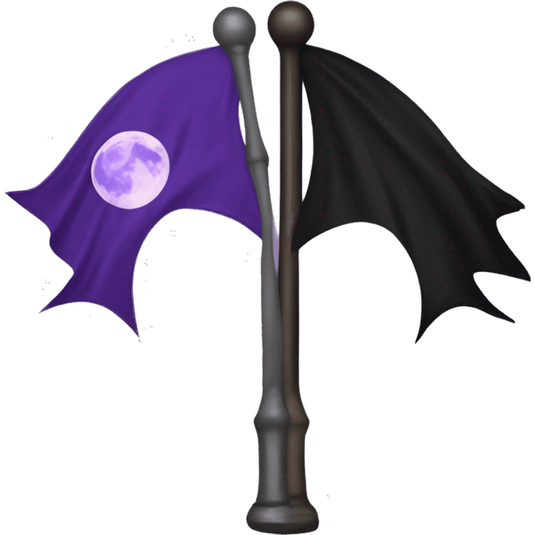 Dark purple and black flag with elegan bat and ful moon flag emoji