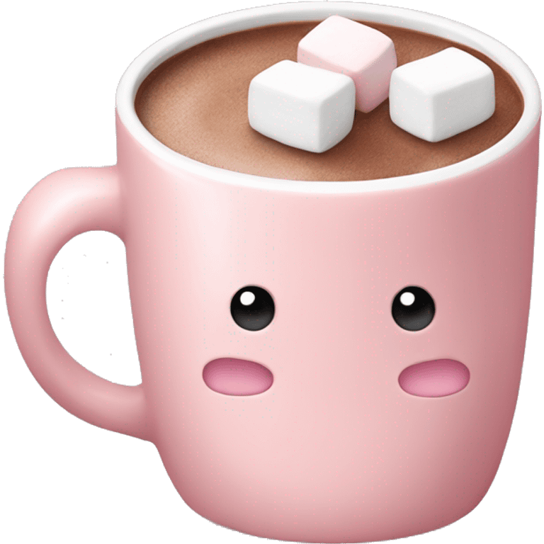 Light Pink mug of hot chocolate with marshmallows  emoji