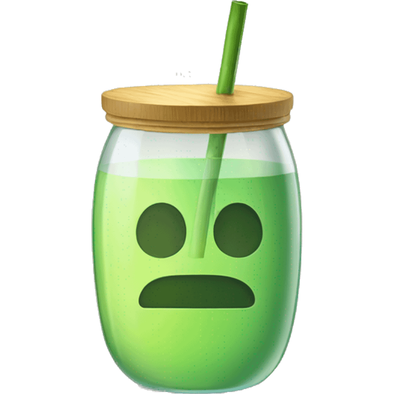 glass with bamboo lid and straw emoji