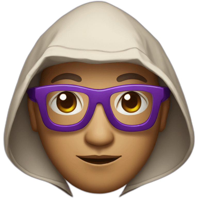 a monk with purple glasses with a triangular hood style hat from Antigua Guatemala emoji