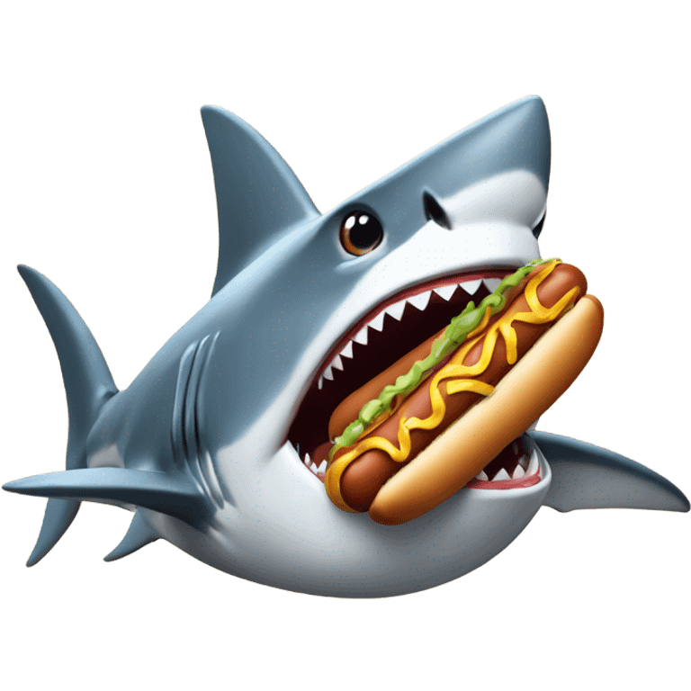 shark eating a hotdog emoji