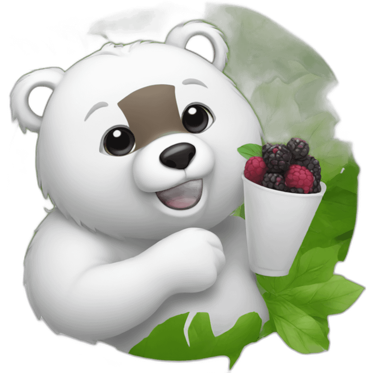 White bear eating acai emoji