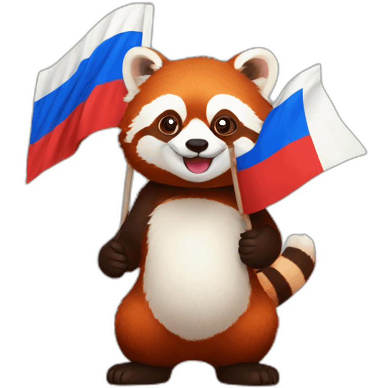 red panda with the flag of russia emoji