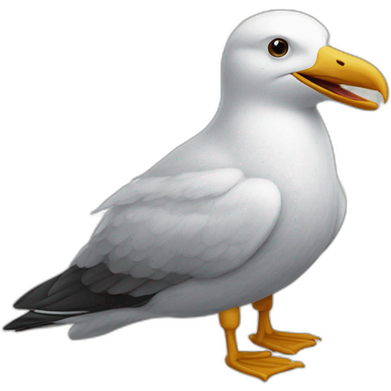 Une mouette posé sur un ours emoji