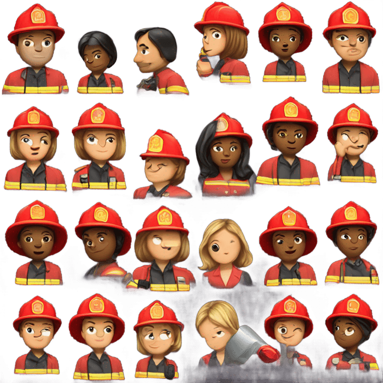 Female lawyer kissing firemen emoji