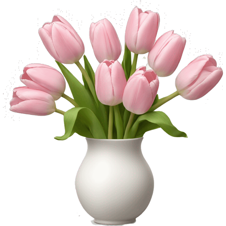 Light pink tulips in white vase emoji