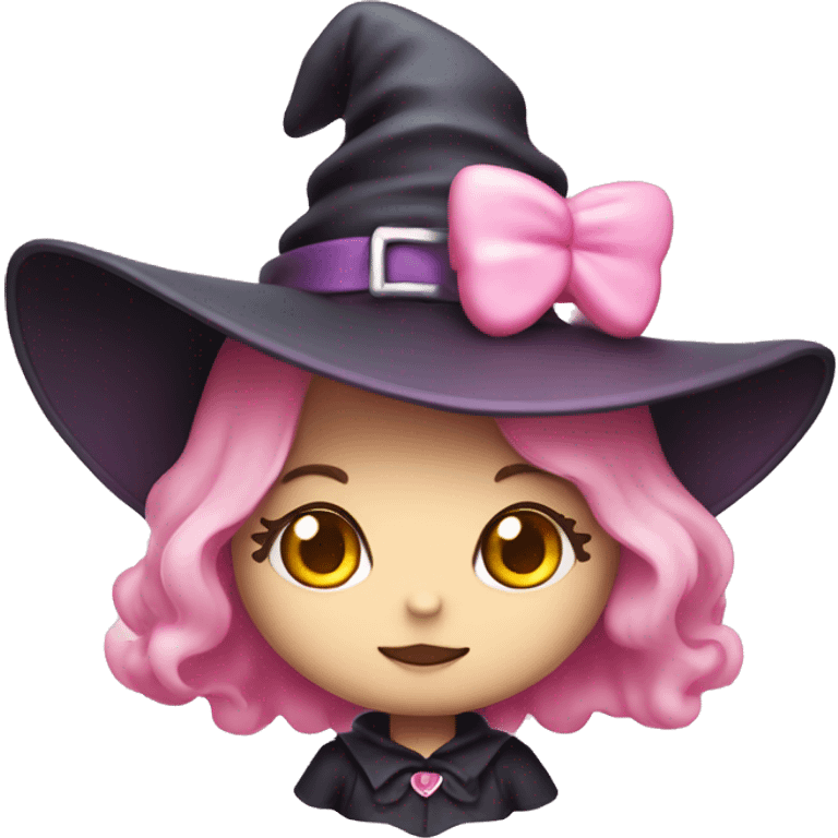 Hello kitty with witch pastel pink hat emoji