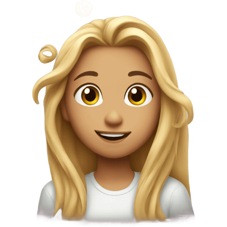 smiling girl with long hair blowing kisses emoji