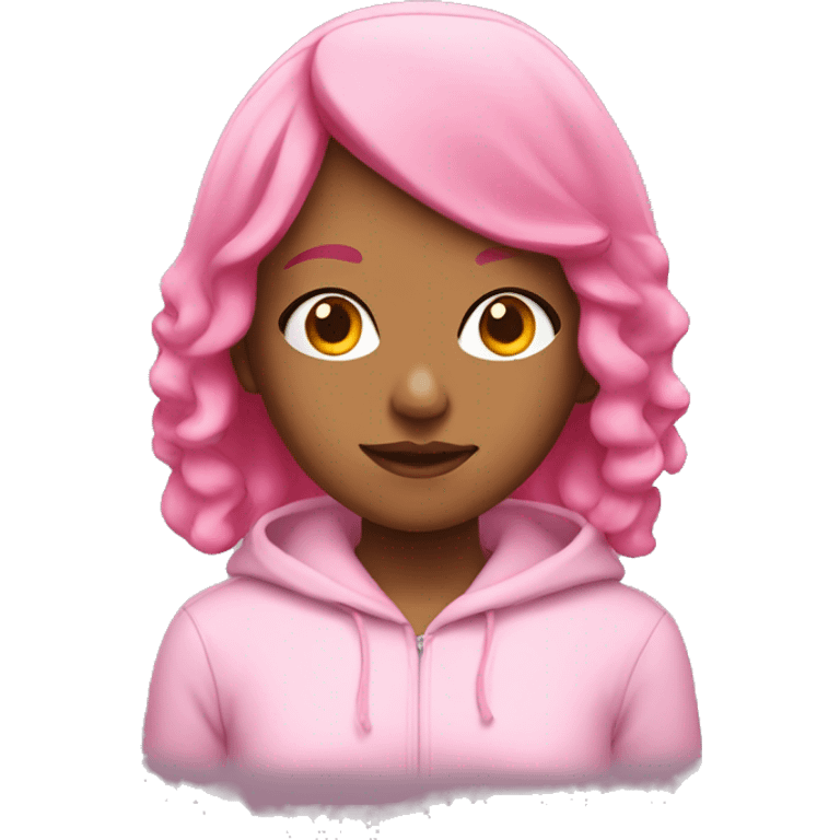 girl with pink bob hairstyle in pink hoodie emoji