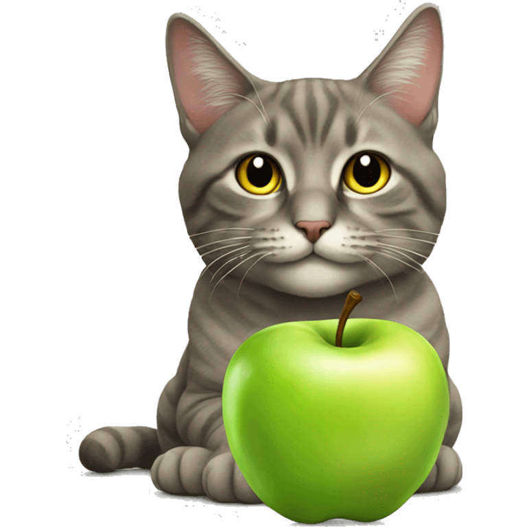 Cat with apple emoji