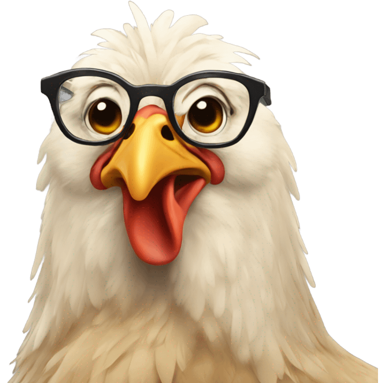 Chicken wearing glasses emoji