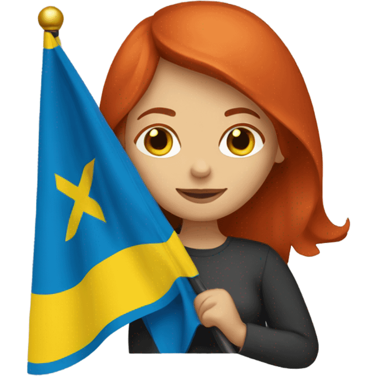 redhead woman with ukrainian flag emoji