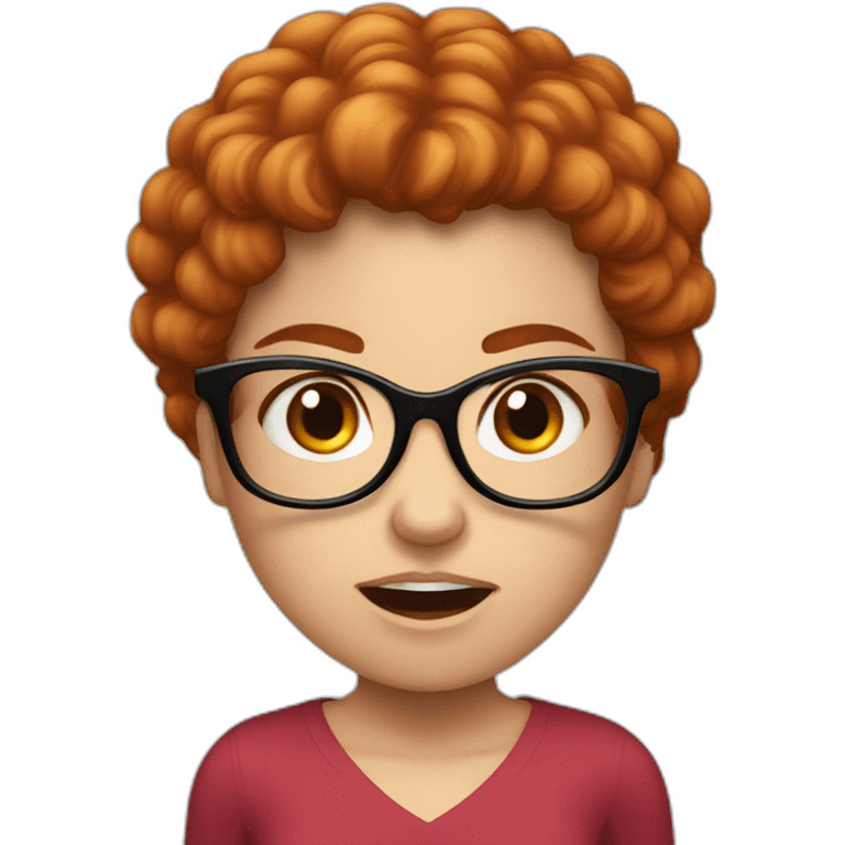 caucasian girl angry  with  red curly girl and glasses emoji